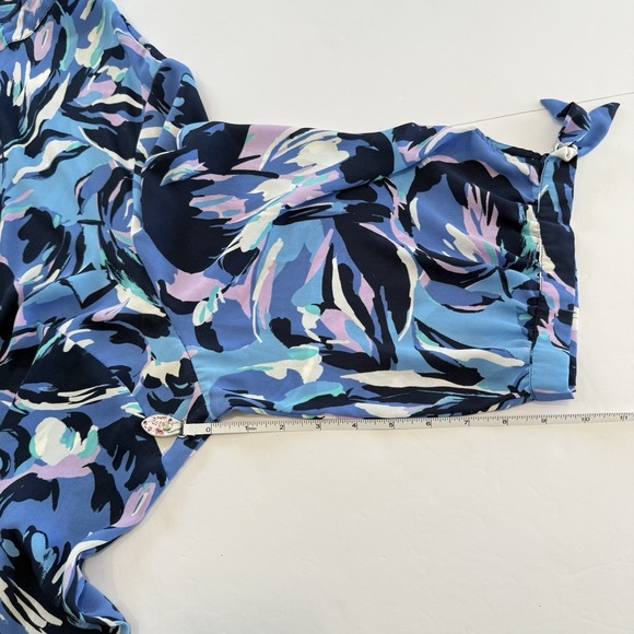 Catherines Blue‎ Floral Button Up 3/4 Sleeve Timeless Blouse Size 4X - Picture 9 of 11